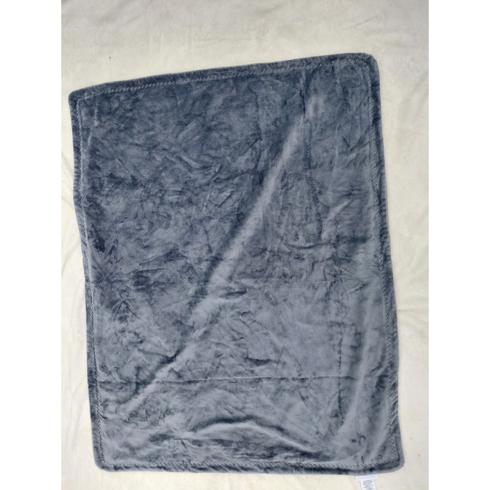 Pottery Barn Kids Stroller Blanket Blue Gray Plush Recycled Polyester 30x40